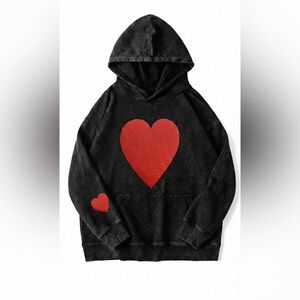 Acid wash oversized puffy heart hoodie